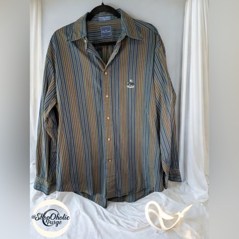 Faconnable long sleeve Button Shirt Men’s Large Classic Fit Striped